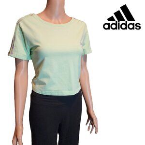 Adidas Women's 3-stripes Baby Tee NWT Green Large